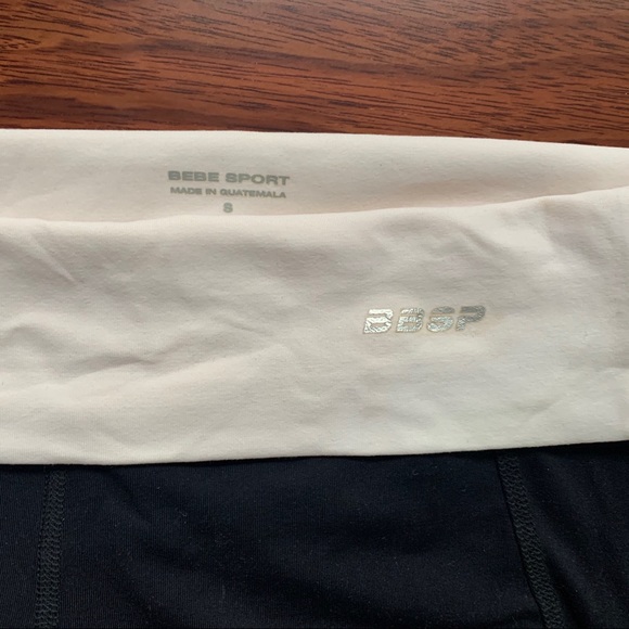 Bebe Sport Black/White Foldover Yoga Pants- S - Picture 4 of 11